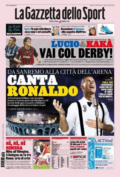 La Gazzetta dello Sport, Canta Ronaldo - Calciomercato