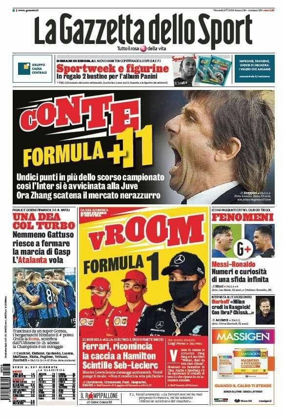 La Gazzetta dello Sport, prima pagina 3 luglio 2020