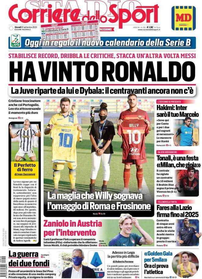 Corriere dello Sport - Ha vinto Ronaldo - Calciomercato
