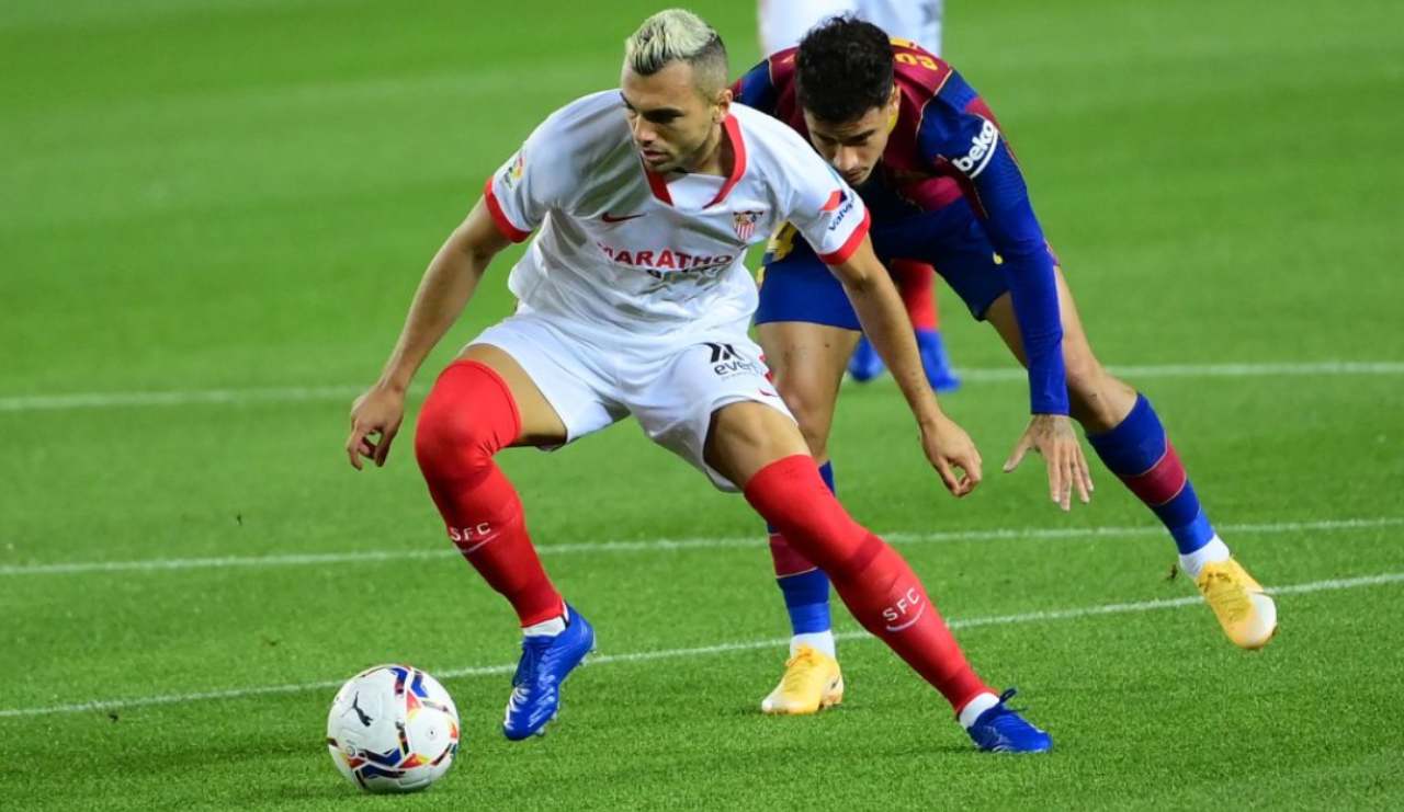 Joan Jordan del Siviglia contro il Barcellona