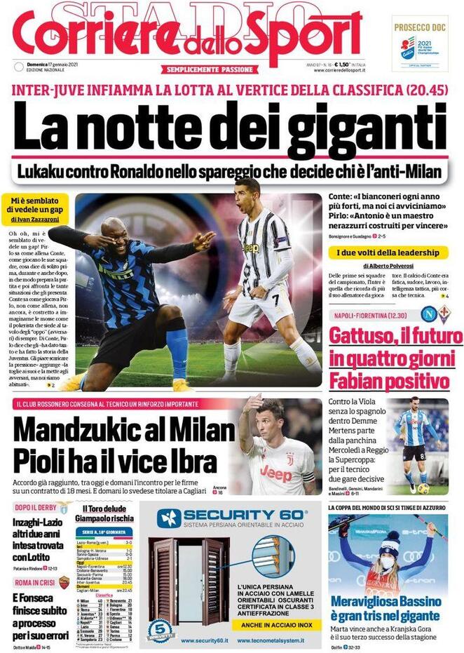 Corriere Dello Sport Prima Pagina 17 Gennaio 2021