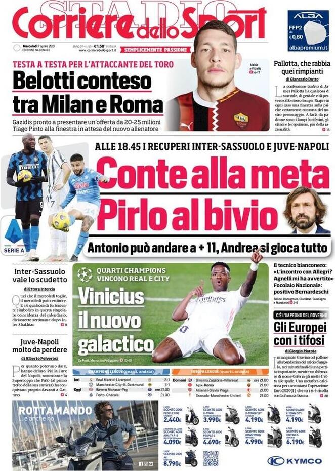 Corriere Dello Sport La Prima Pagina Del 7 Aprile 2021