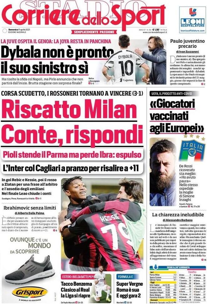 Corriere Dello Sport Prima Pagina 11 Aprile 2021