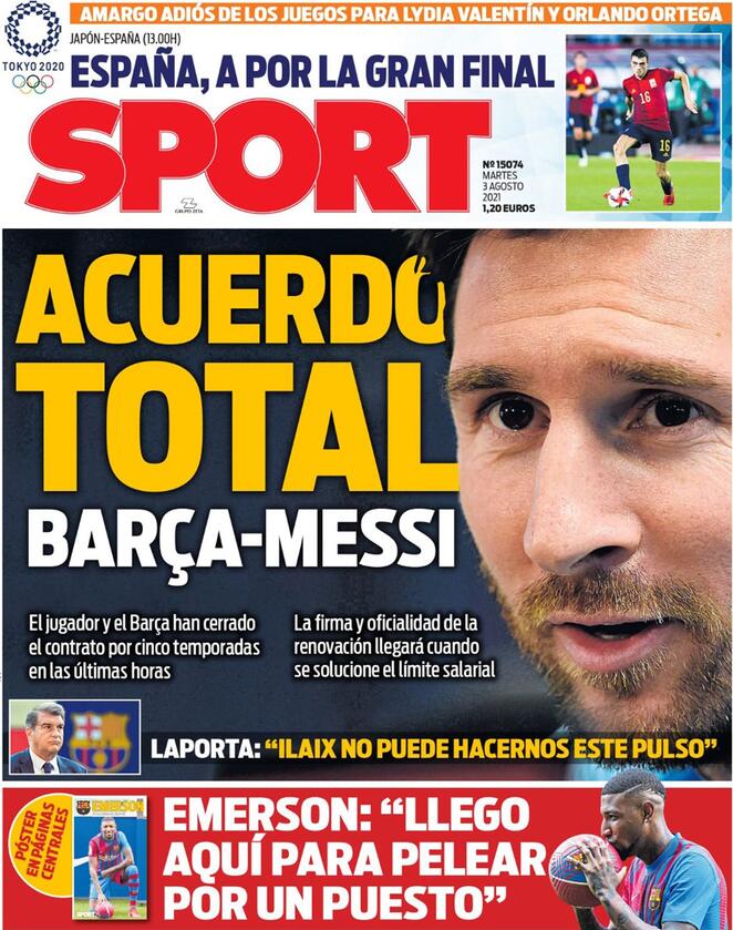 Sport, la prima pagina di oggi 3 agosto 2021