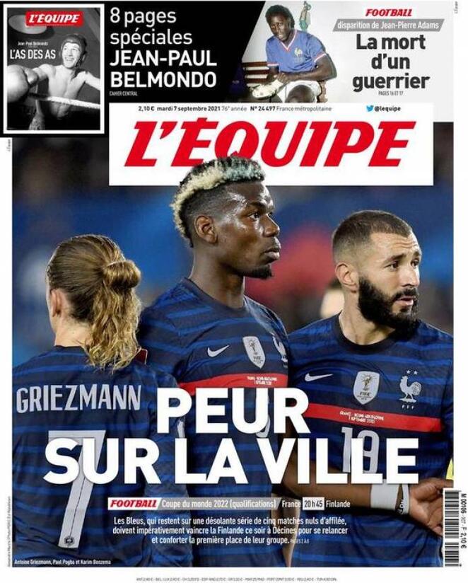 L'Equipe, la prima pagina di oggi 7 settembre 2021
