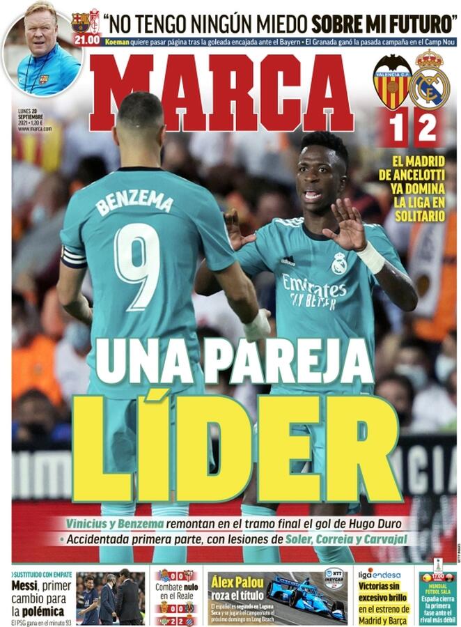 Marca, la prima pagina di oggi 20 settembre