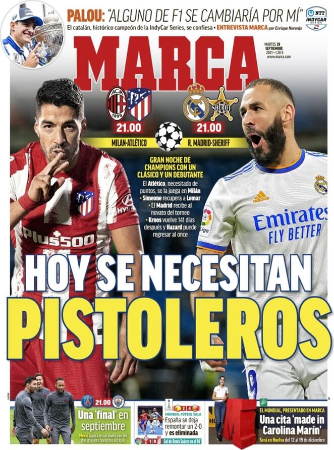 Marca, ecco la prima pagina di oggi 28 settembre 2021