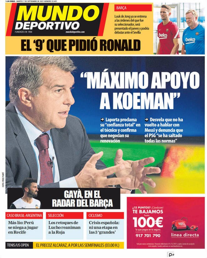 Mundo Deportivo, la prima pagina di oggi 7 settembre