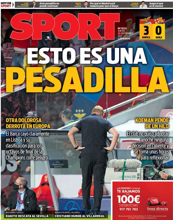 Sport, la prima pagina del 30 settembre 2021