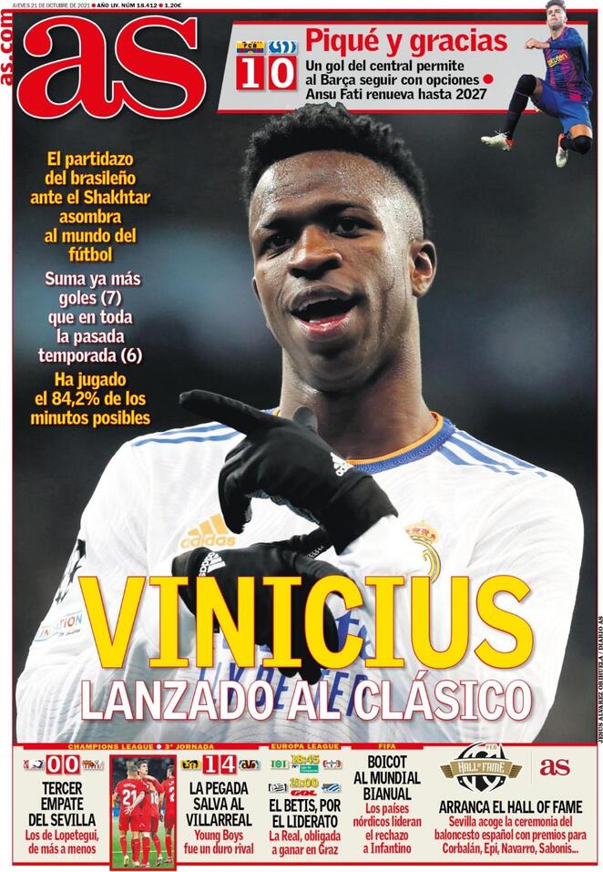 AS, la prima pagina del 21 ottobre 2021