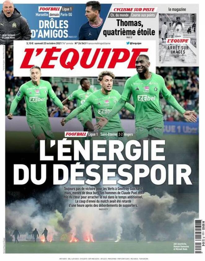 L'Equipe, la prima pagina di oggi 23 ottobre