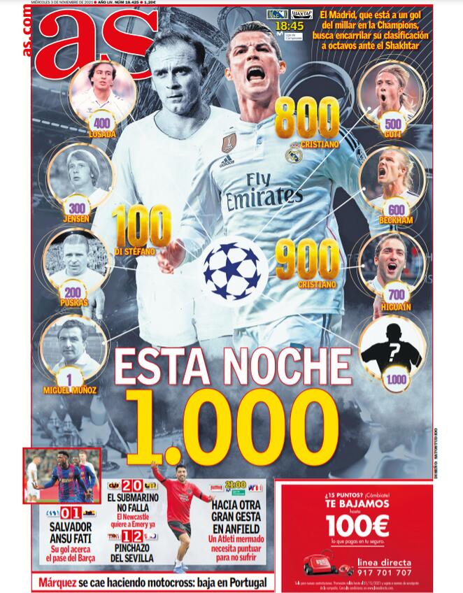 AS, prima pagina del 3 novembre 2021