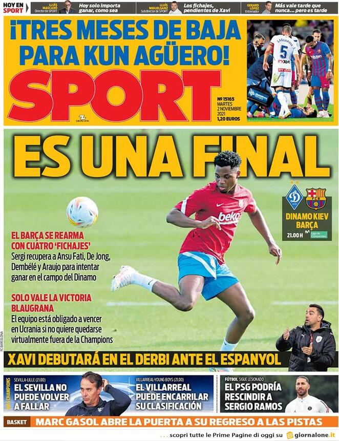 Sport, la prima pagina di oggi 2 novembre