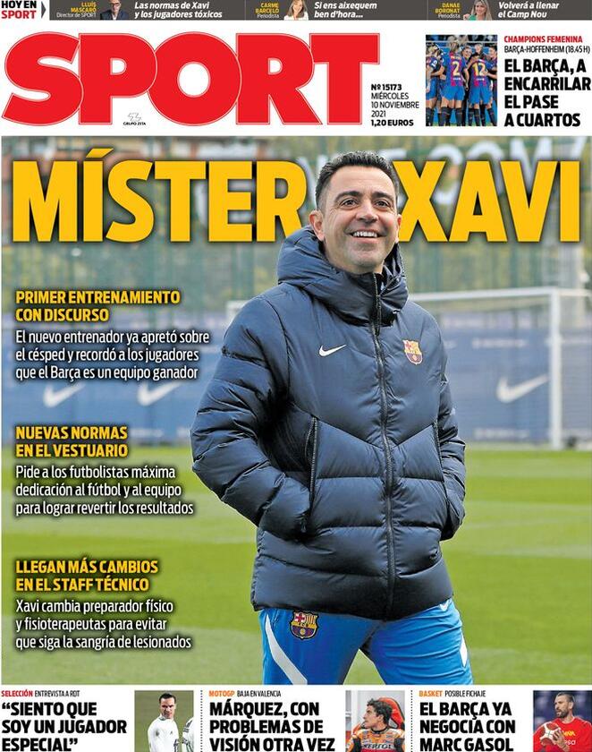 Sport, la prima pagina di oggi 10 novembre 2021