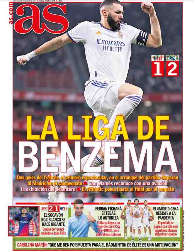 AS, prima pagina del 23 dicembre 2021