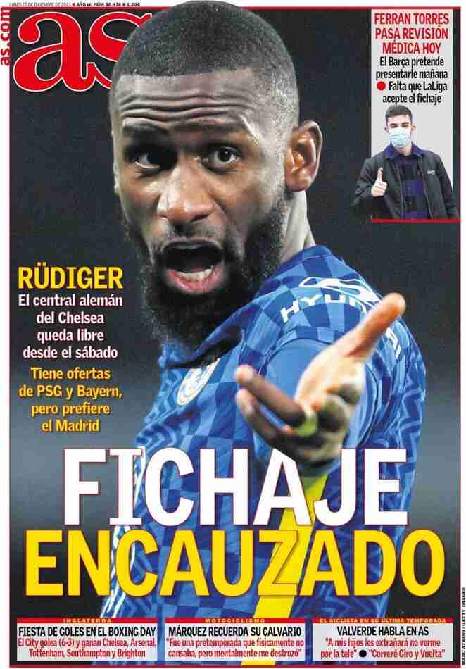 AS, prima pagina del 27 dicembre 2021