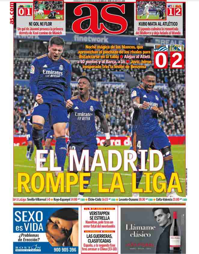 AS, prima pagina del 5 dicembre 2021