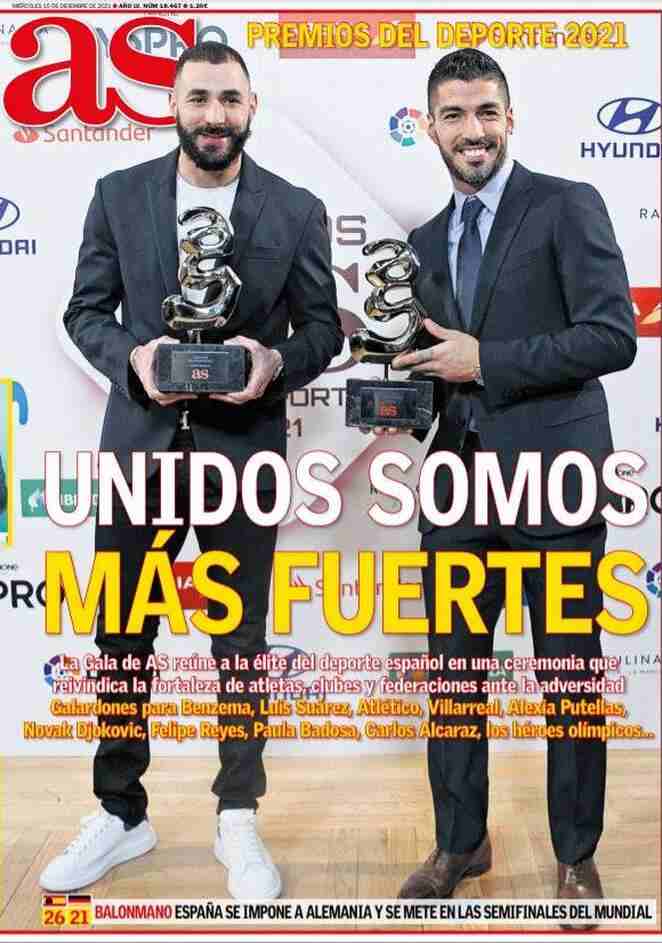 AS, prima pagina del 15 dicembre 2021