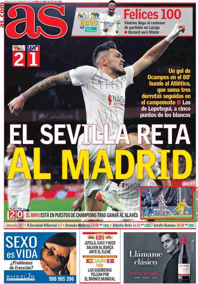 AS, la prima pagina del 19 dicembre del 2021