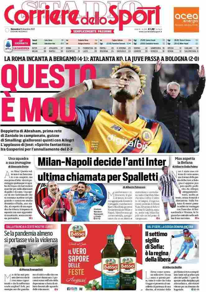 Corriere dello Sport, la prima pagina del 19 dicembre 2021