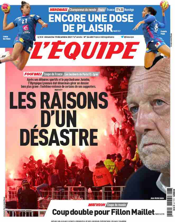 L'Equipe, la prima pagina del 19 dicembre 2021