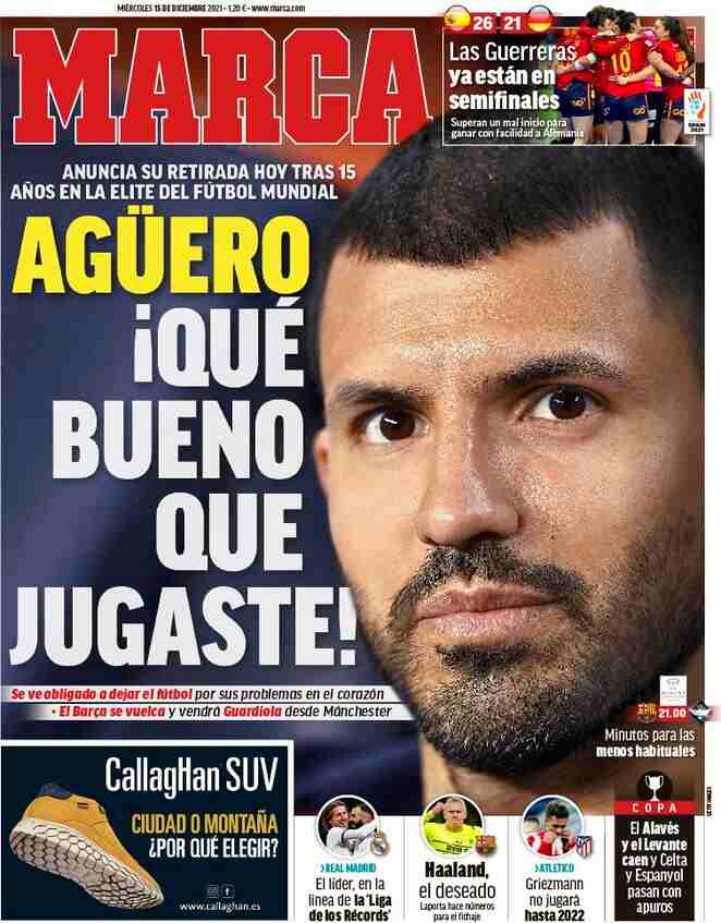 Marca, prima pagina del 15 dicembre 2021