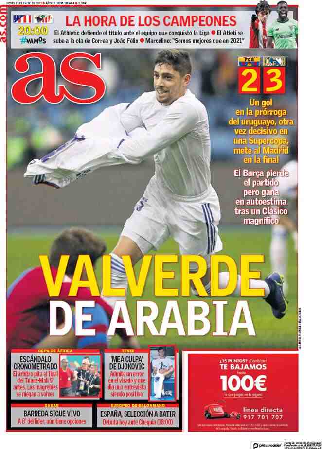 AS, la prima pagina del 13 gennaio 2022