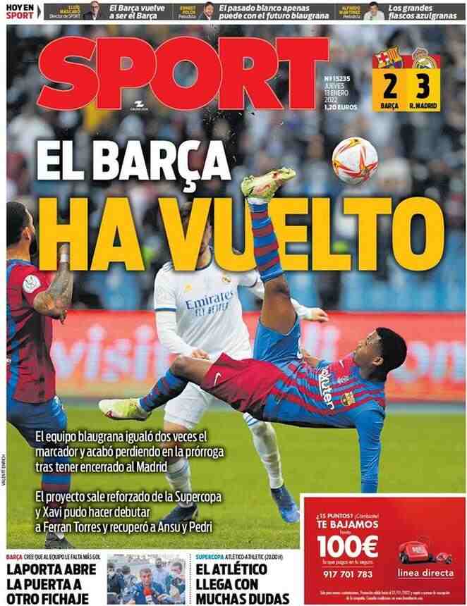 Sport, la prima pagina del 13 gennaio 2022