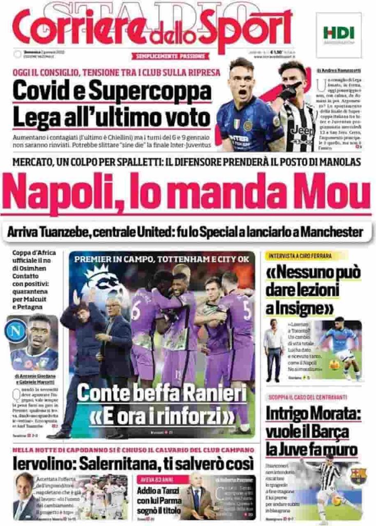 Prima Pagina Corriere dello Sport -