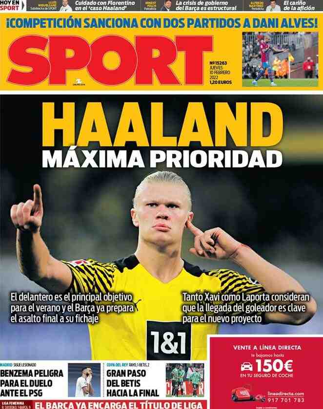 Sport, prima pagina del 10 febbraio 2022