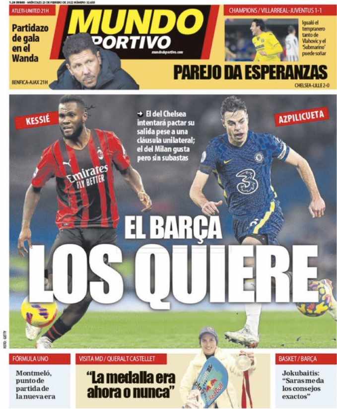 Mundo Deportivo, la prima pagina di oggi 23 febbraio 2022