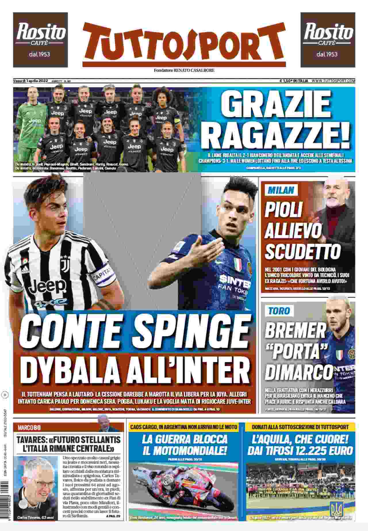 Tuttosport: "Conte spinge Dybala all'Inter"