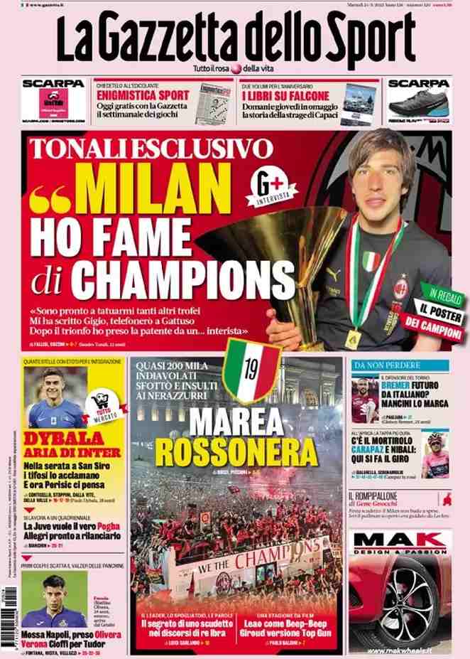 La Gazzetta dello Sport | "Milan, ho fame di Champions"