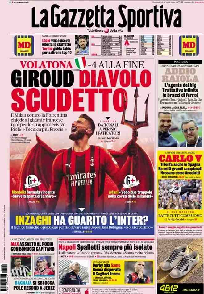 Gazzetta dello Sport - Giroud diavolo scudetto
