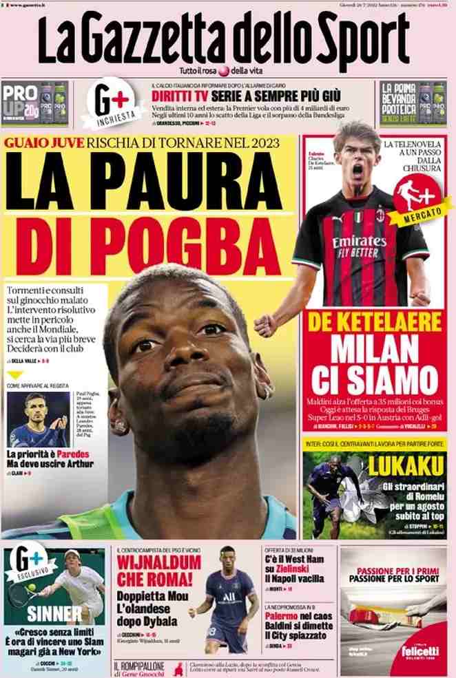 La Gazzetta dello Sport | La Paura di Pogba