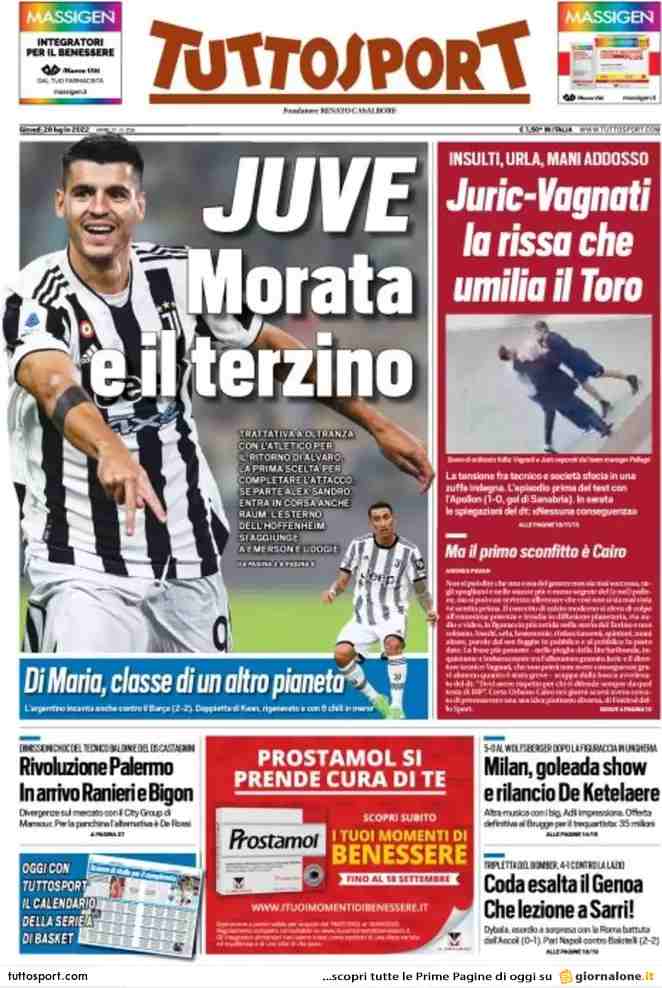 Tuttosport | Juve, Morata e il terzino