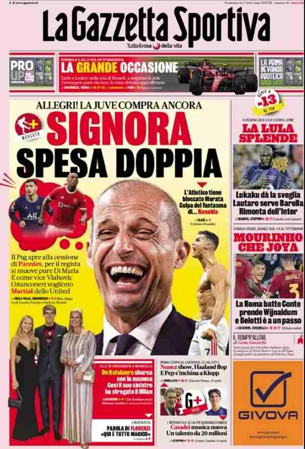 Gazzetta dello Sport - Signora spesa doppia