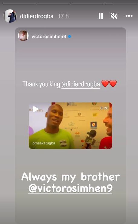 Instagram, Drogba e Osimhen condividono CMIT