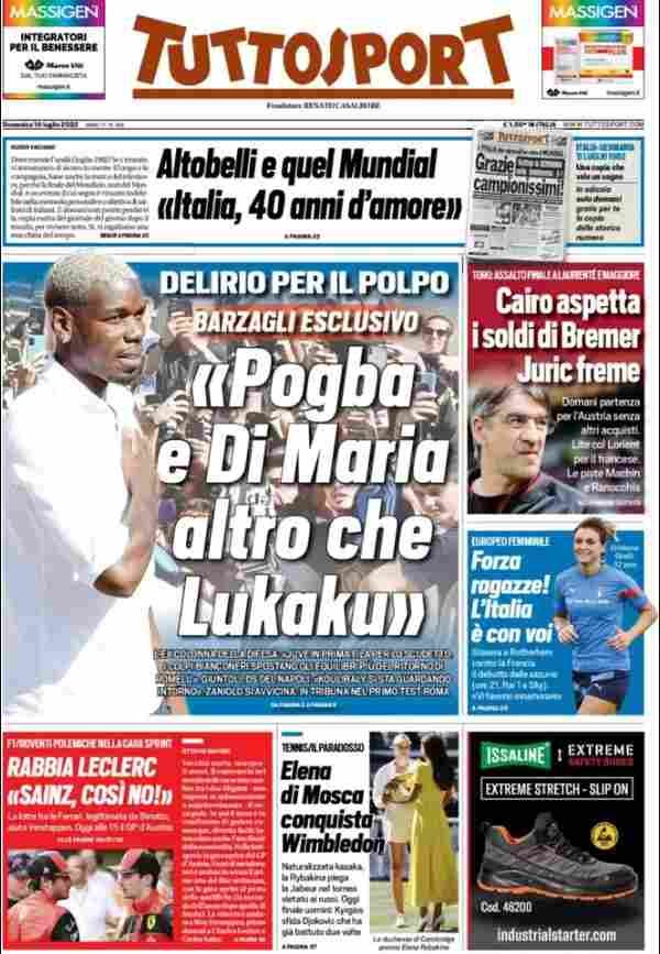 TuttoSport - "Pogba e Di Maria altro che Lukaku"