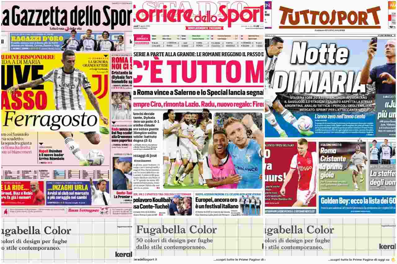 Rassegna Stampa, le prime pagine dei quotidiani sportivi del 15 agosto