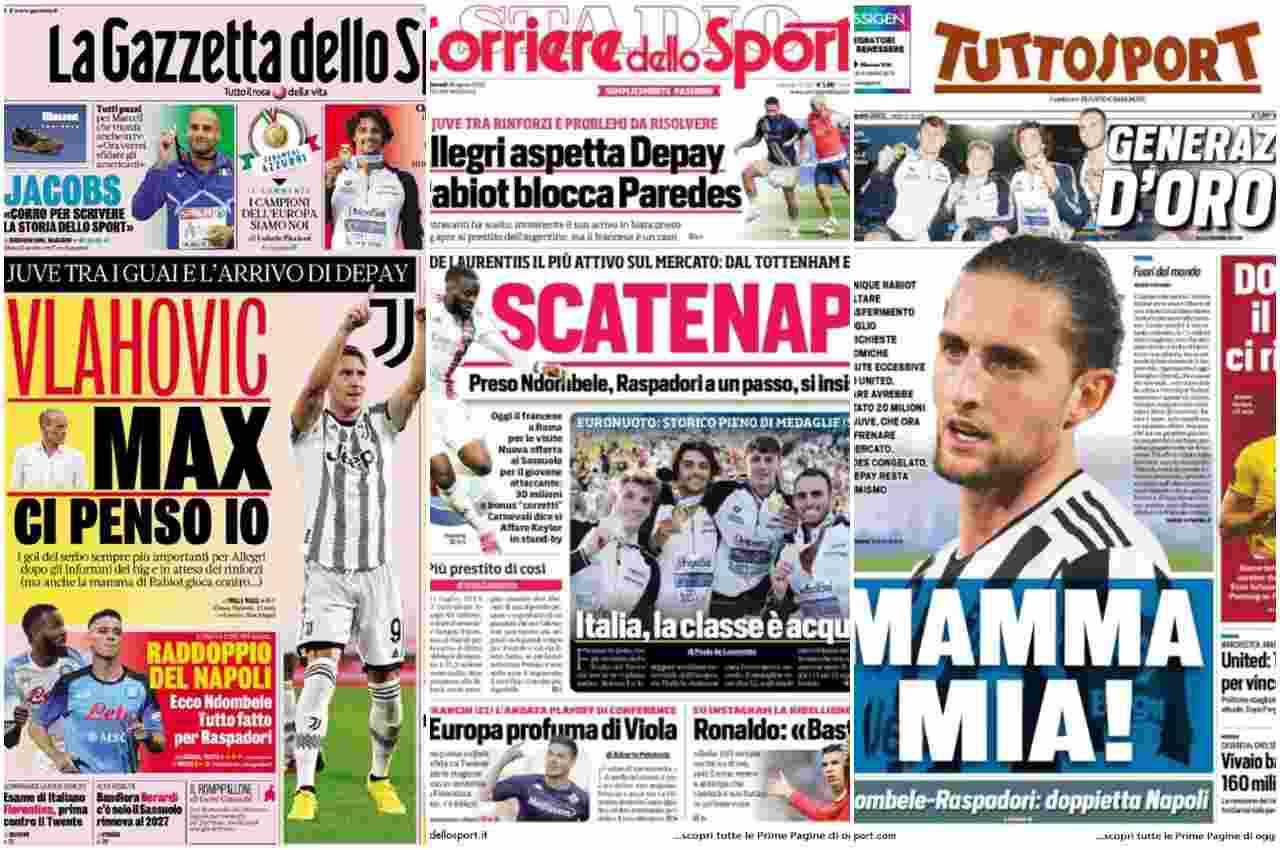 Rassegna Stampa, le prime pagine dei quotidiani sportivi del 18 agosto