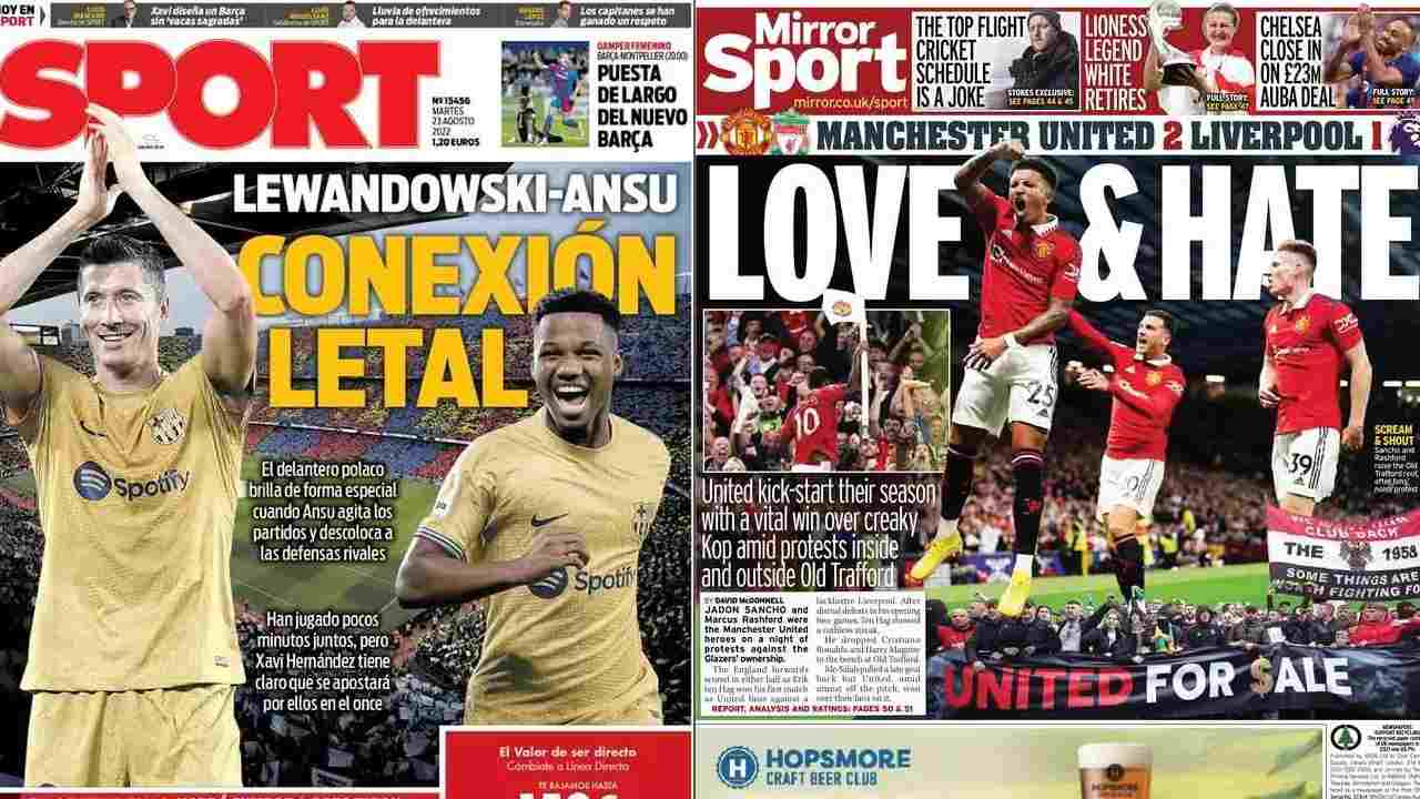 Rassegna Stampa, le prime pagine dei quotidiani sportivi del 23 agosto