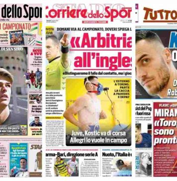 Rassegna Stampa, le prime pagine dei quotidiani sportivi del 12 agosto