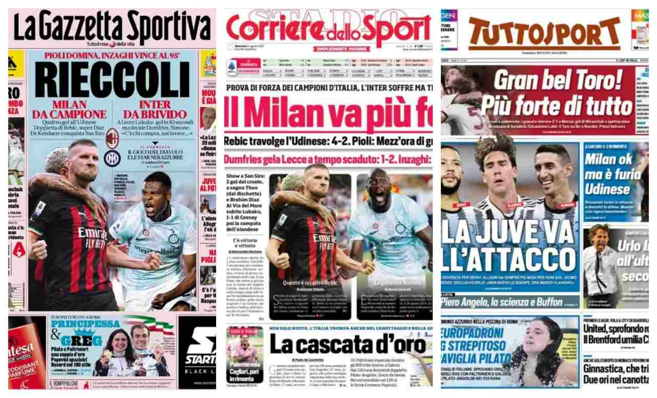 Rassegna Stampa, le prime pagine dei quotidiani sportivi del 14 agosto