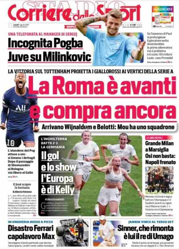 Corriere dello Sport - La Roma è avanti e compra ancora