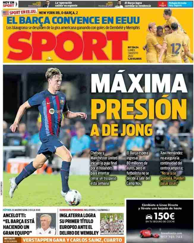 Sport - Maxima presion a De Jong