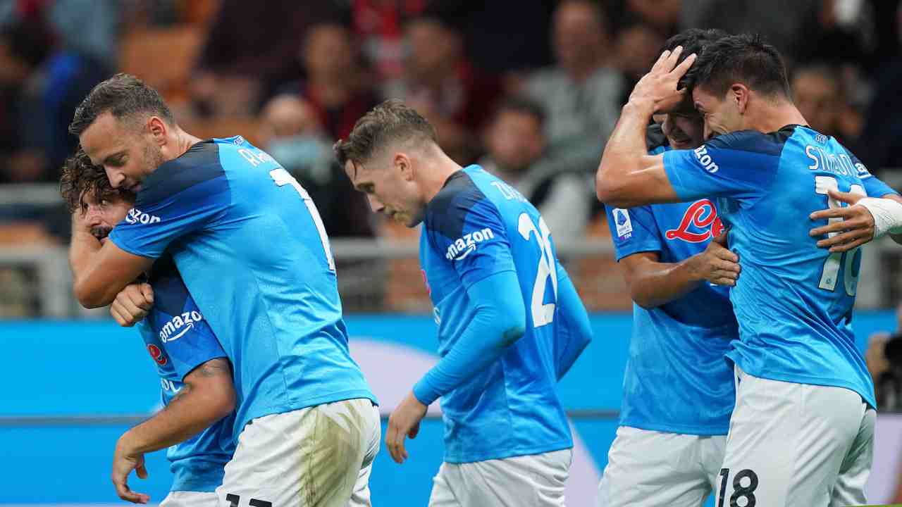L'esultanza dei giocatori del Napoli