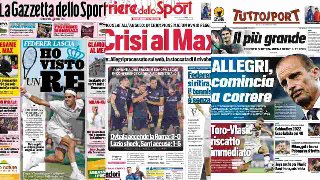 Rassegna Stampa, le prime pagine dei quotidiani sportivi del 16 settembre