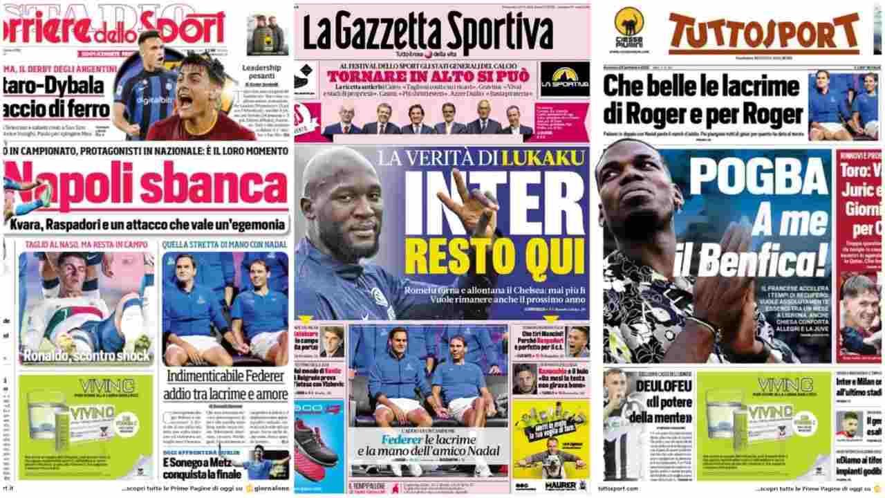 Revista de imprensa, a primeira página dos jornais esportivos de 25 de setembro
