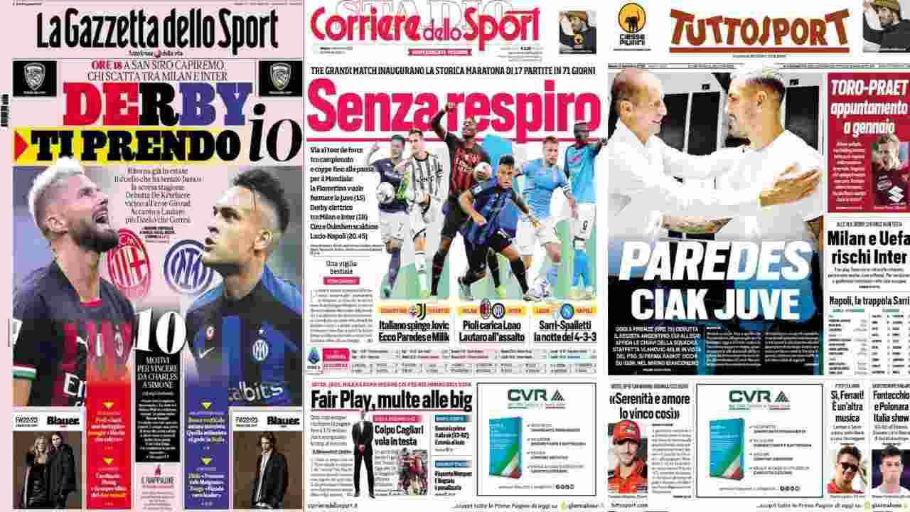 Rassegna Stampa, le prime pagine dei quotidiani sportivi del 3 settembre